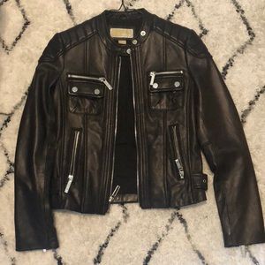 Michael Kors Black leather motojacket NWOT